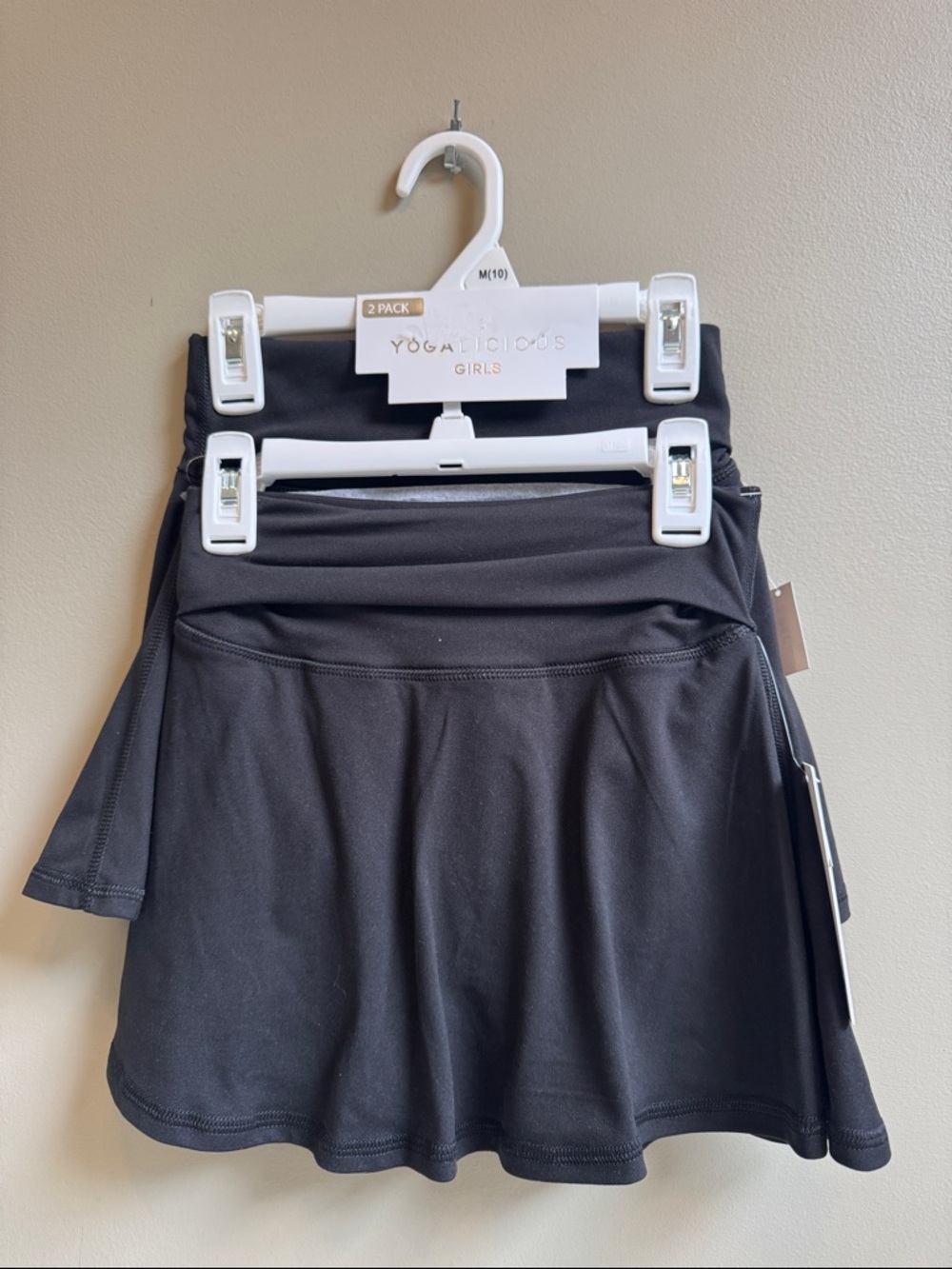 Yogalicious 2 pack Girls Black Active Skirt with Built-In Shorts
